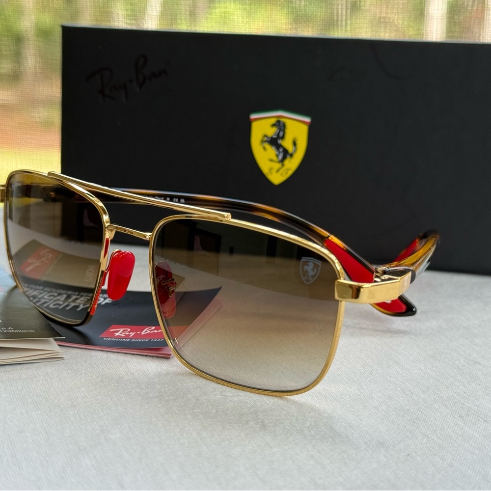Ray-Ban Gold RB3715M Sunglasses with Brown Gradient Lenses - Picture 3 of 7